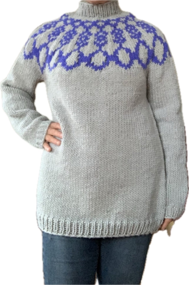 Pull nordique gris-bleu taille L
