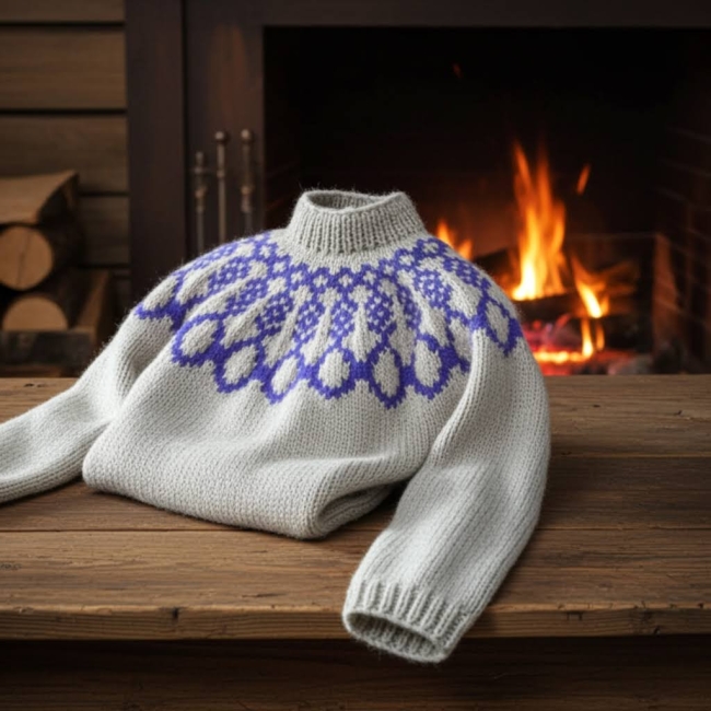 Pull nordique gris-bleu taille L