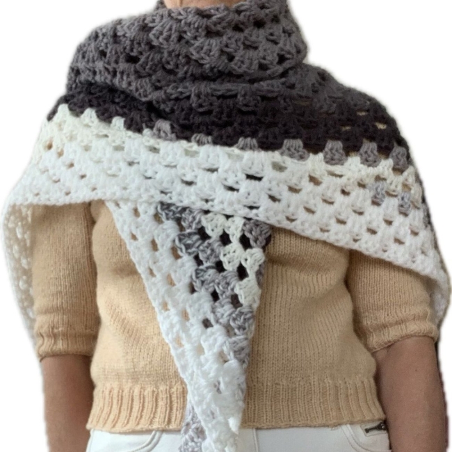 Châle gris-blanc taille L