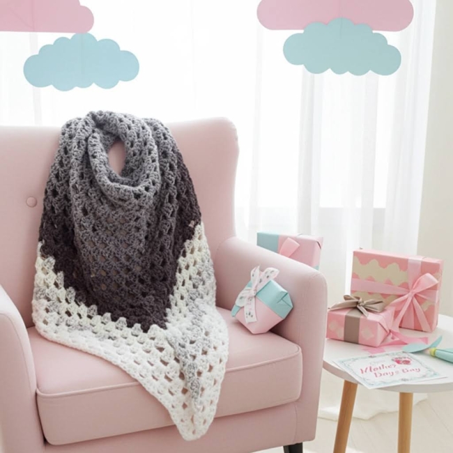 Châle gris-blanc taille L