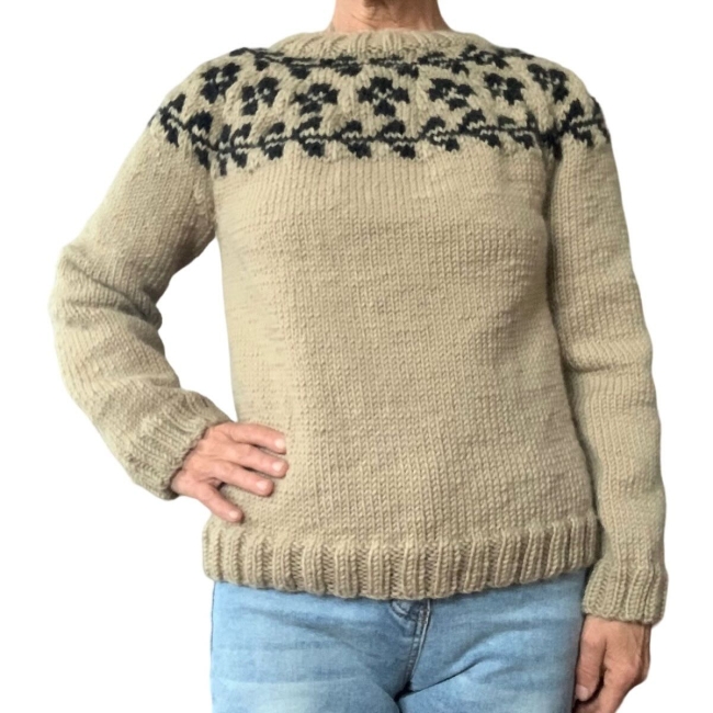 Pull nordique beige-noir taille S