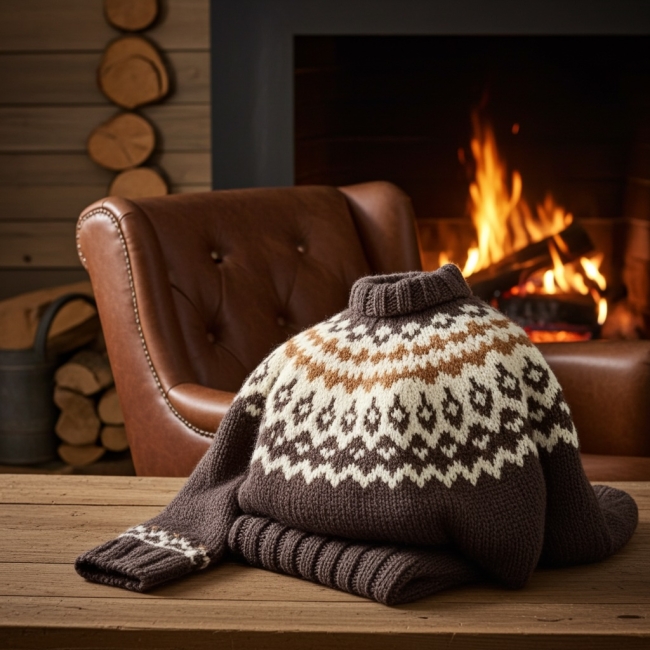 Pull nordique chocolat taille XL