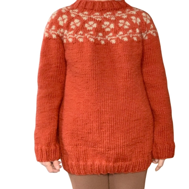 Pull nordique orange-beige taille L