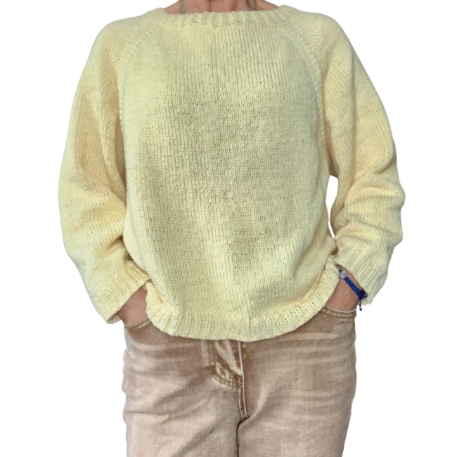 Pull vanille coton femme fait main taille L