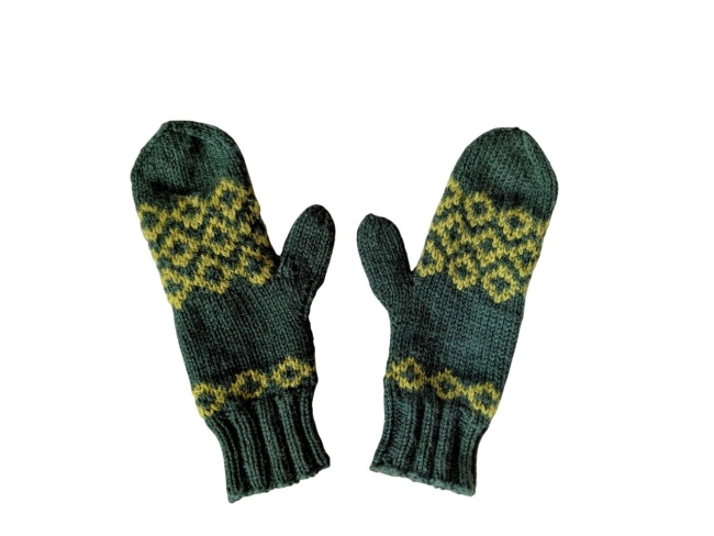 Moufles nordiques vert et vert olive