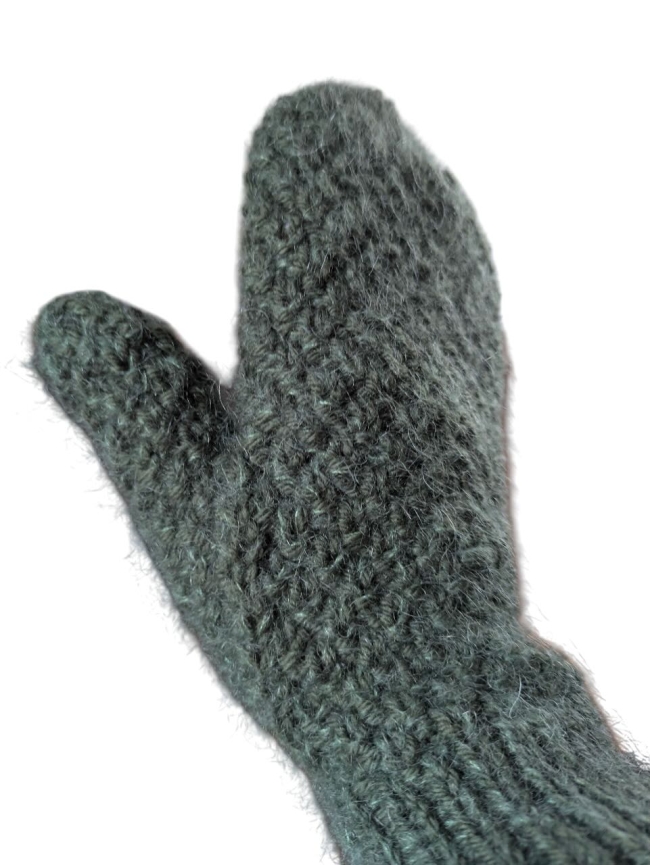 Moufles vertes mérinos et soie