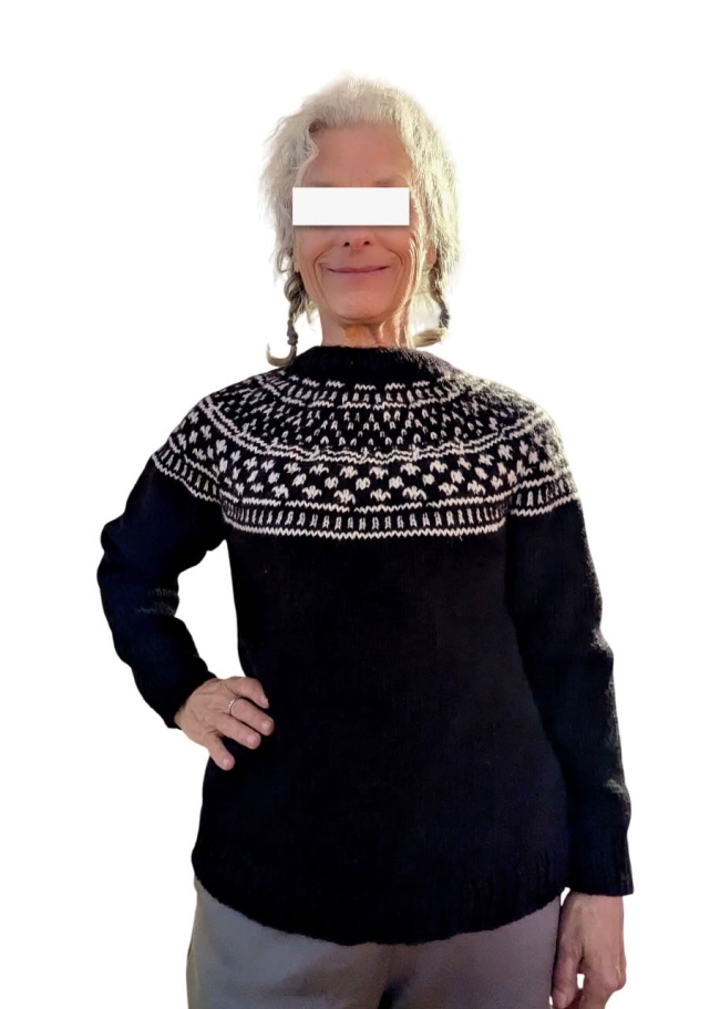 Pull nordique noir-écru taille M