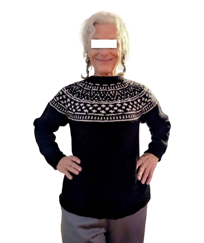 Pull nordique noir-écru taille M