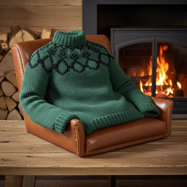 Pull Nordique vert et noir S