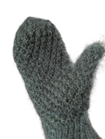 Moufles vertes mérinos et soie