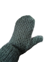 Moufles vertes mérinos et soie